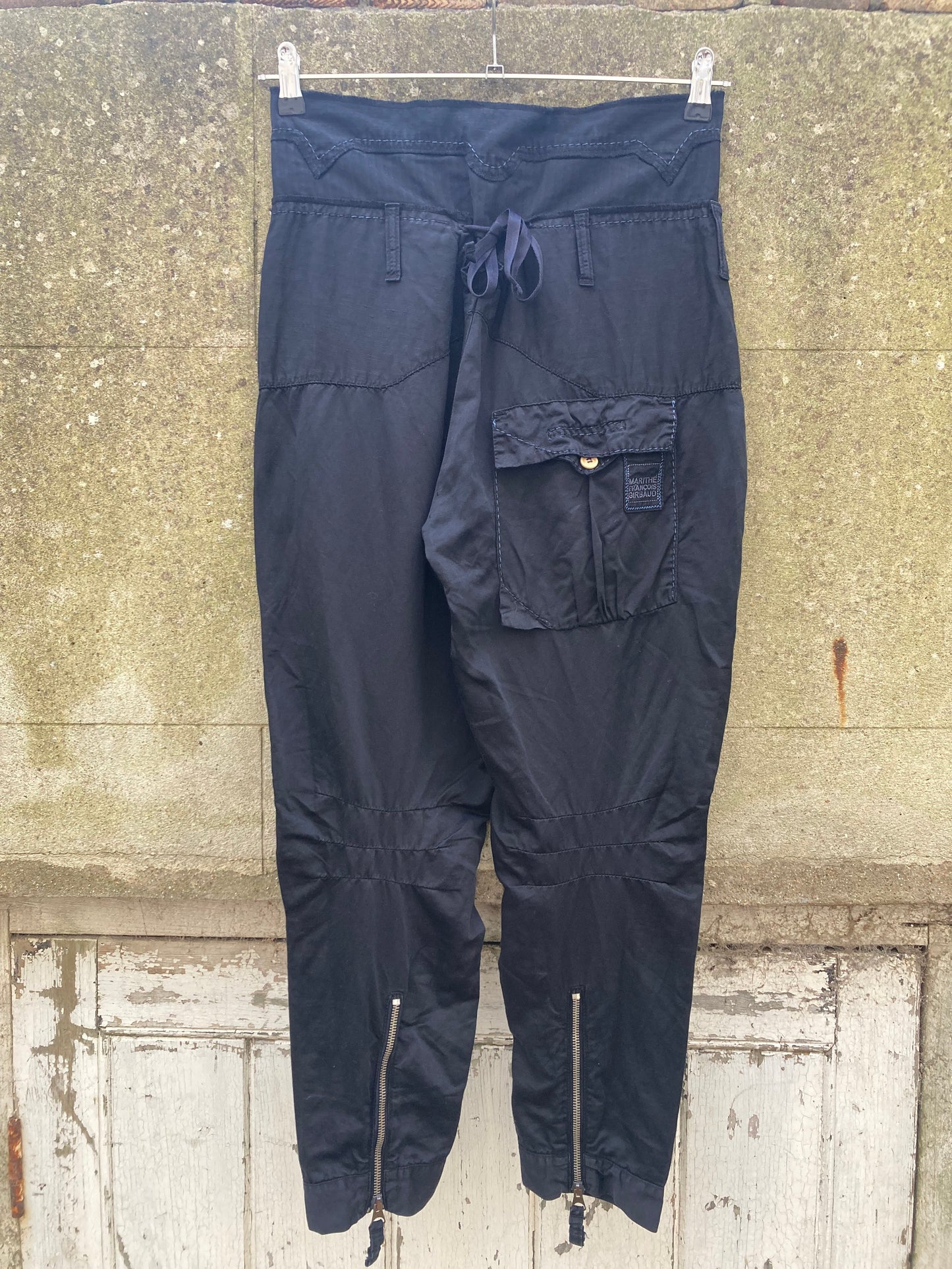 Marithe Francois Girbaud Black Cargo Trousers Size 10/12
