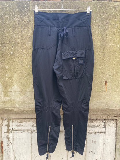 Marithe Francois Girbaud Black Cargo Trousers Size 10/12