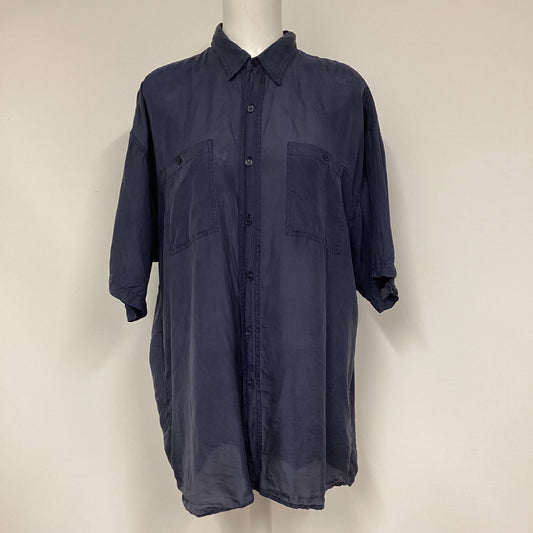 C&A Blue 100% Silk Shirt Vintage Size L