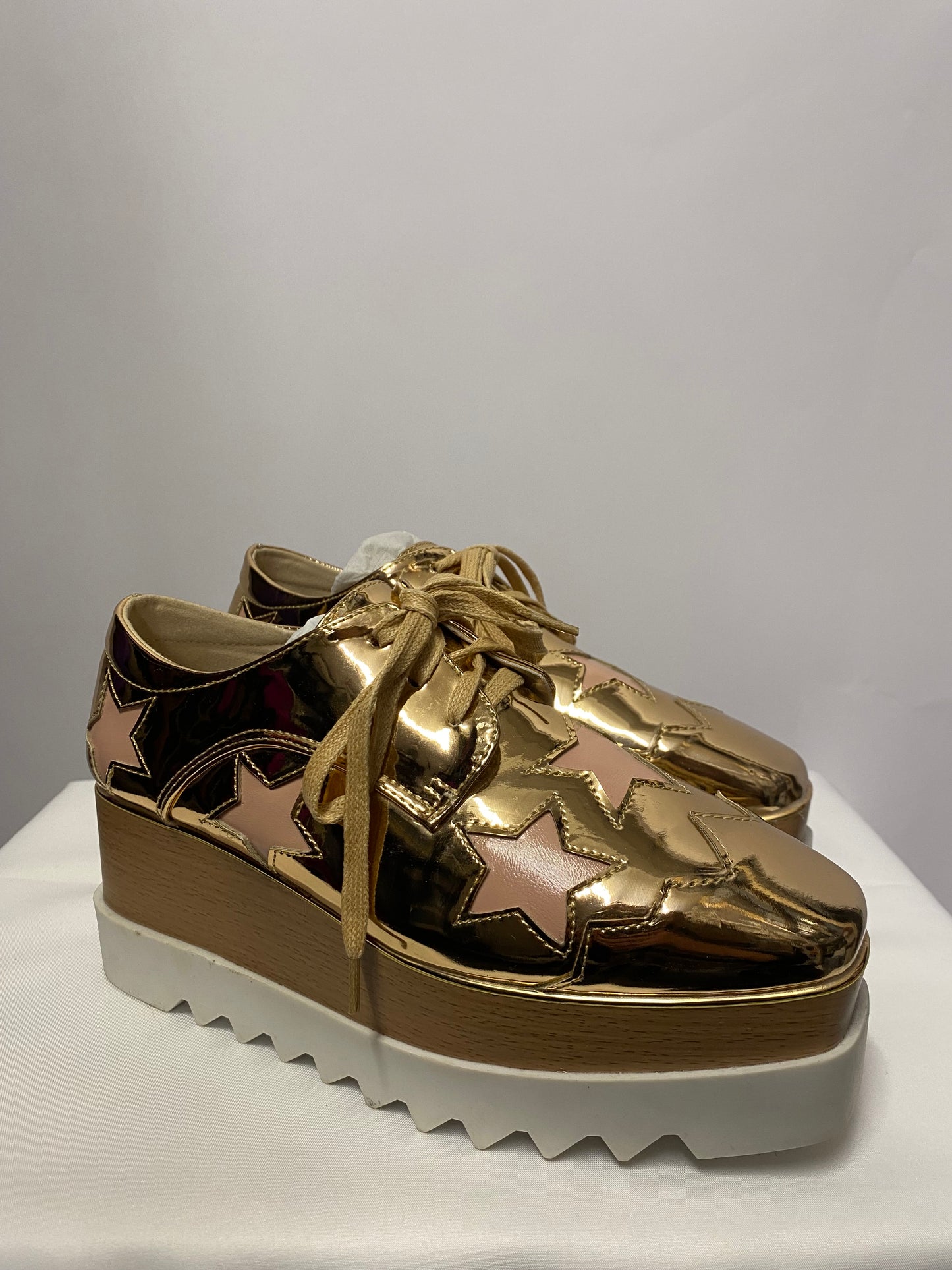 Daiyaer Pink and Gold Patent Chunky Platform Shoes 5