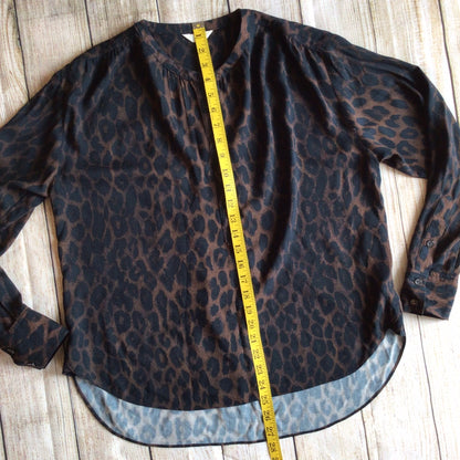 Hush Brown Animal Print Half Button Up Blouse Size 6 UK