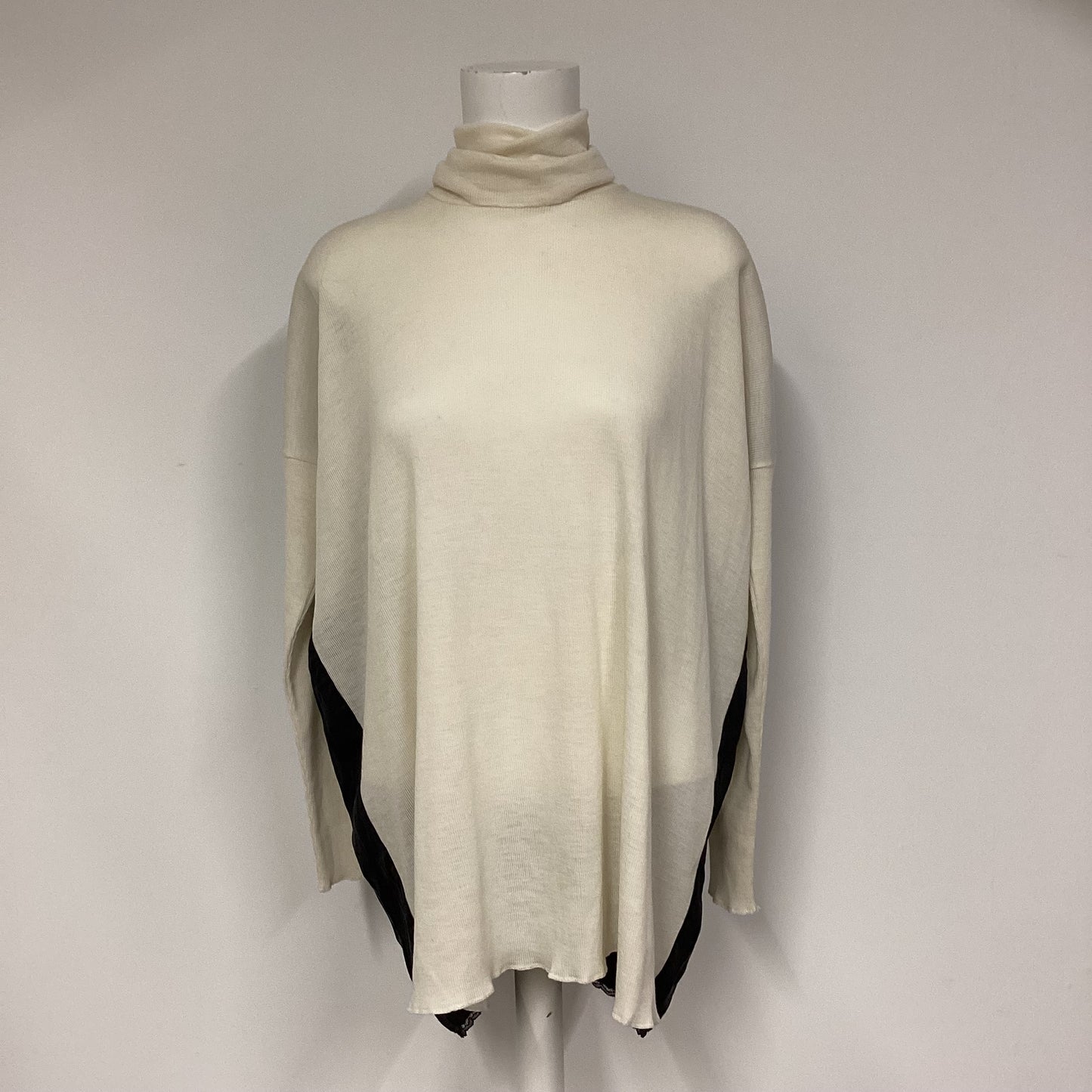 Maison Margiela Paris Cream & Black Wool Oversized Turtleneck Jumper Size S