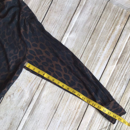 Hush Brown Animal Print Half Button Up Blouse Size 6 UK