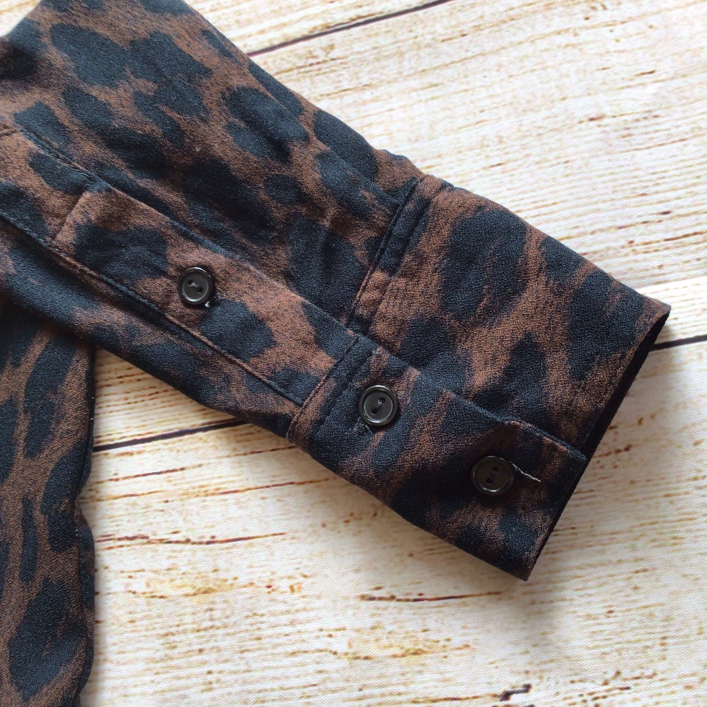 Hush Brown Animal Print Half Button Up Blouse Size 6 UK