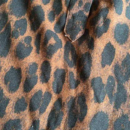 Hush Brown Animal Print Half Button Up Blouse Size 6 UK