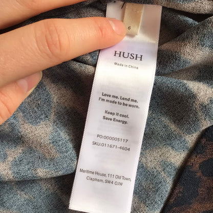 Hush Brown Animal Print Half Button Up Blouse Size 6 UK