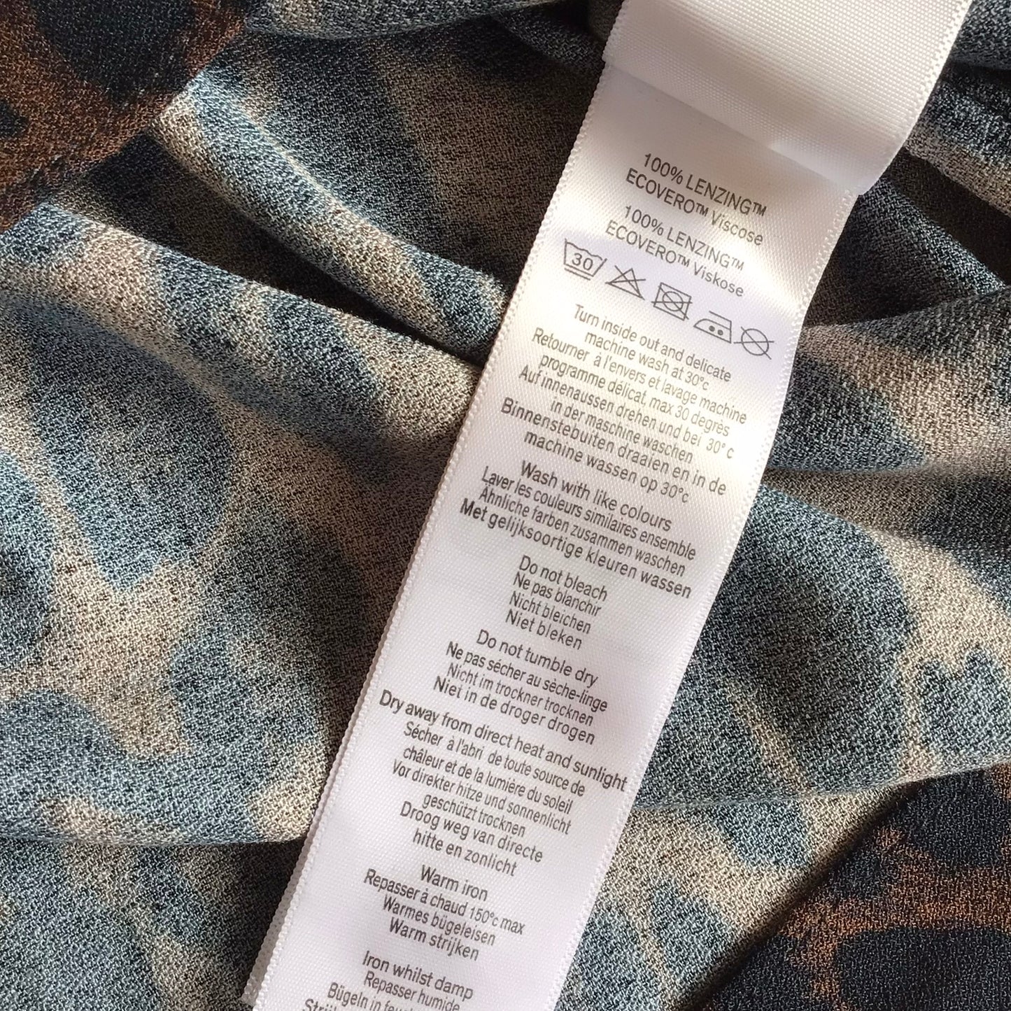 Hush Brown Animal Print Half Button Up Blouse Size 6 UK