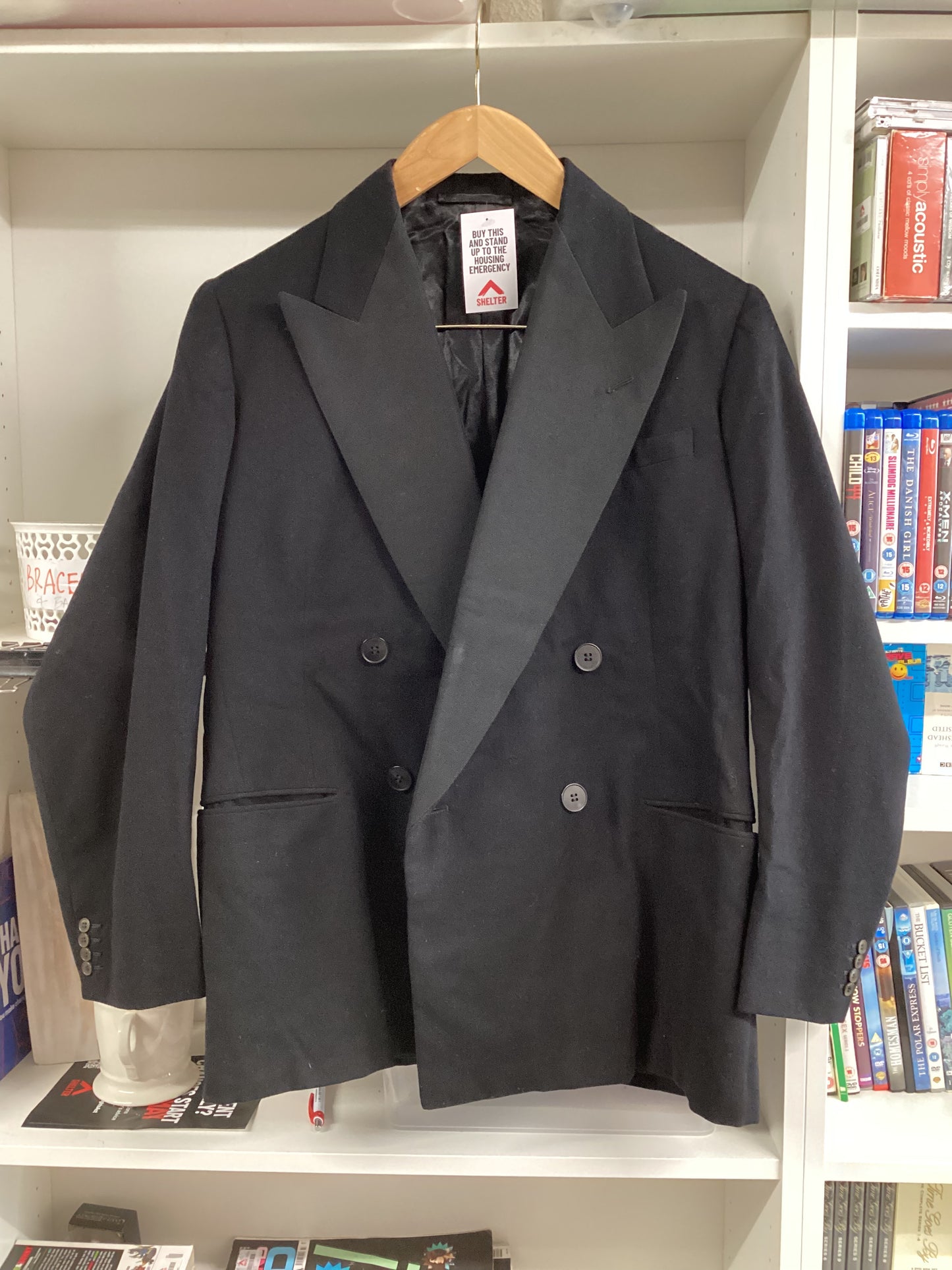 1950s Black 2 Piece Dinner Suit Jacket 40" Trousers 36"