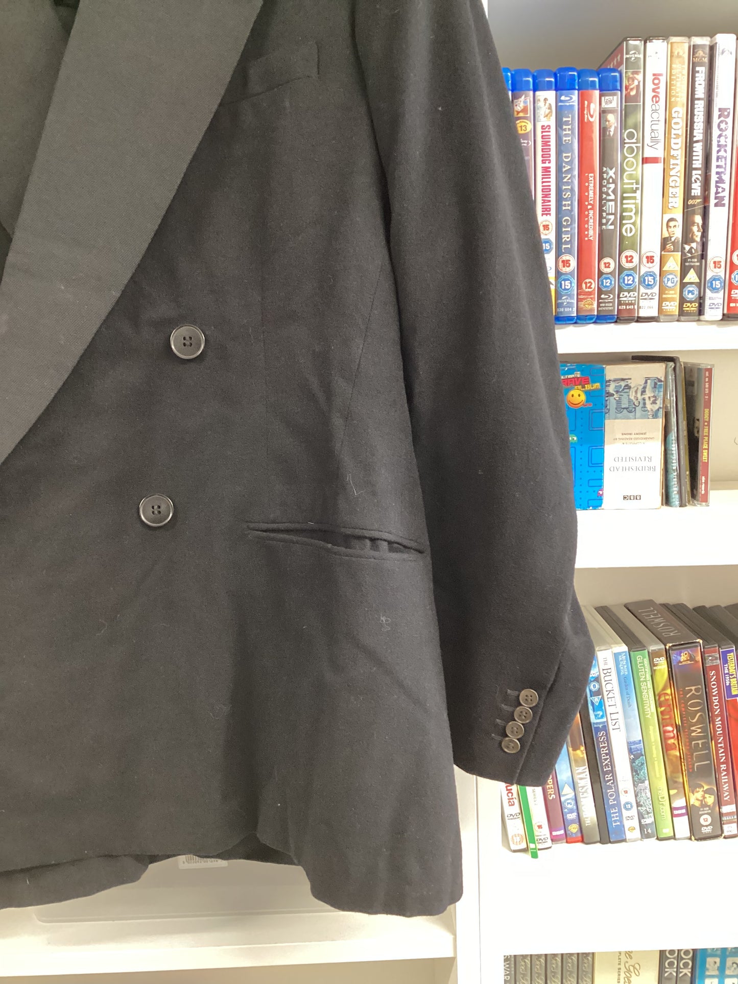 1950s Black 2 Piece Dinner Suit Jacket 40" Trousers 36"