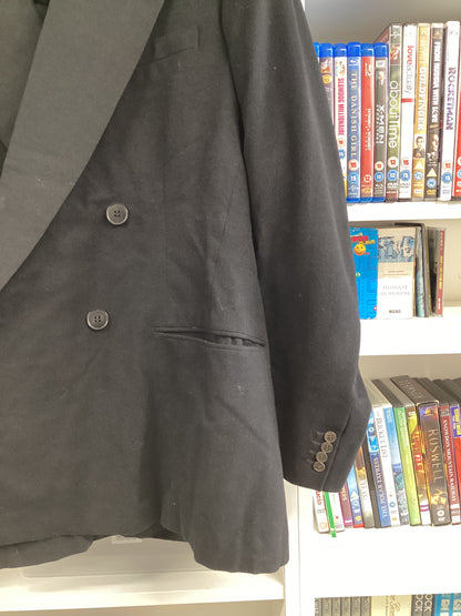 1950s Black 2 Piece Dinner Suit Jacket 40" Trousers 36"