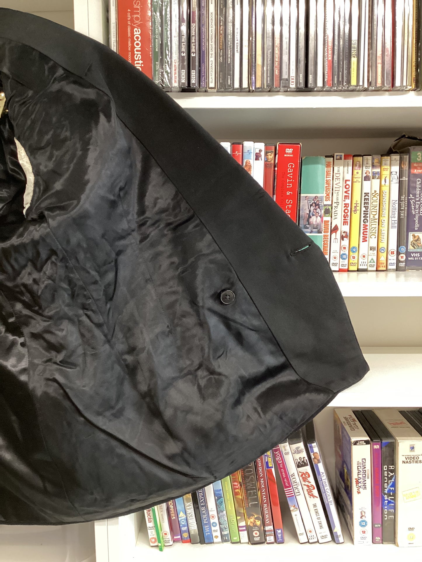 1950s Black 2 Piece Dinner Suit Jacket 40" Trousers 36"