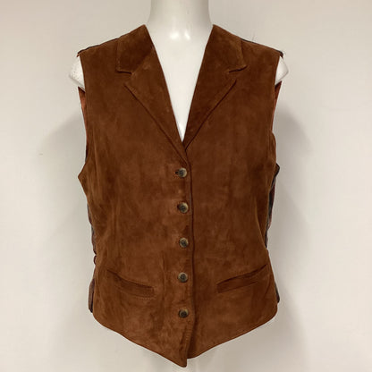 Mulberry England Brown Suede Waistcoat W/ Striped Back Size 38