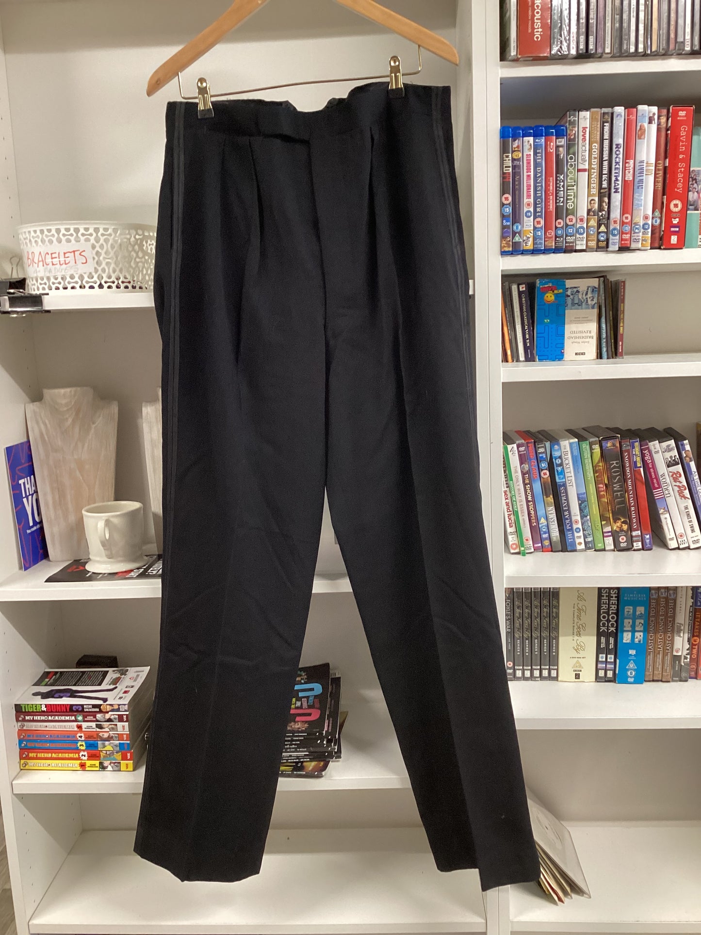 1950s Black 2 Piece Dinner Suit Jacket 40" Trousers 36"