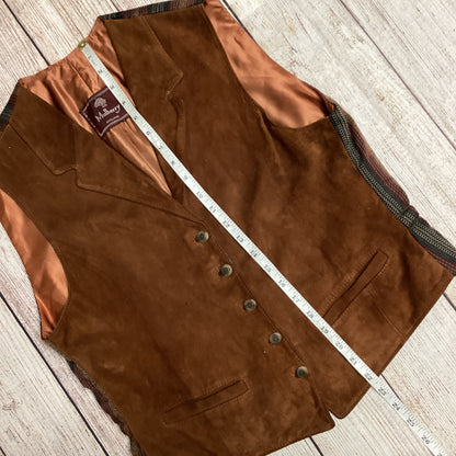 Mulberry England Brown Suede Waistcoat W/ Striped Back Size 38