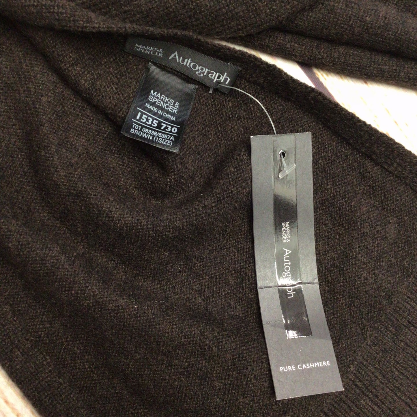 BNWT M&S Autograph Brown Thin Cashmere Scarf