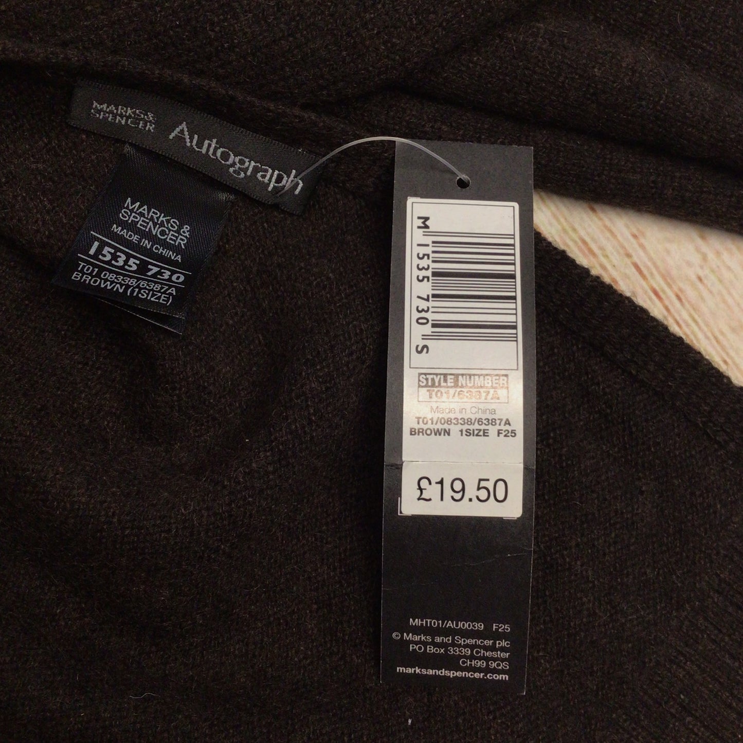 BNWT M&S Autograph Brown Thin Cashmere Scarf