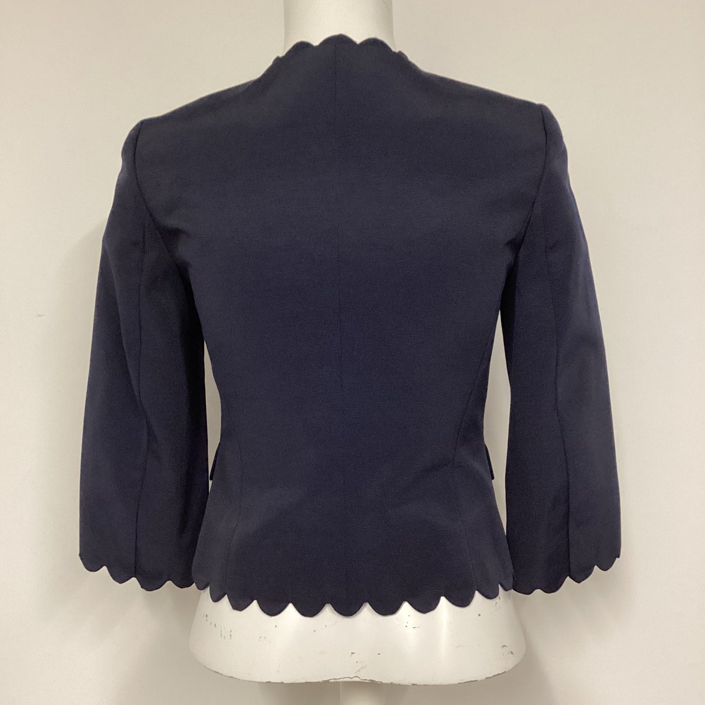 Hobbs Navy Blue Scalloped Short Jacket Size 8