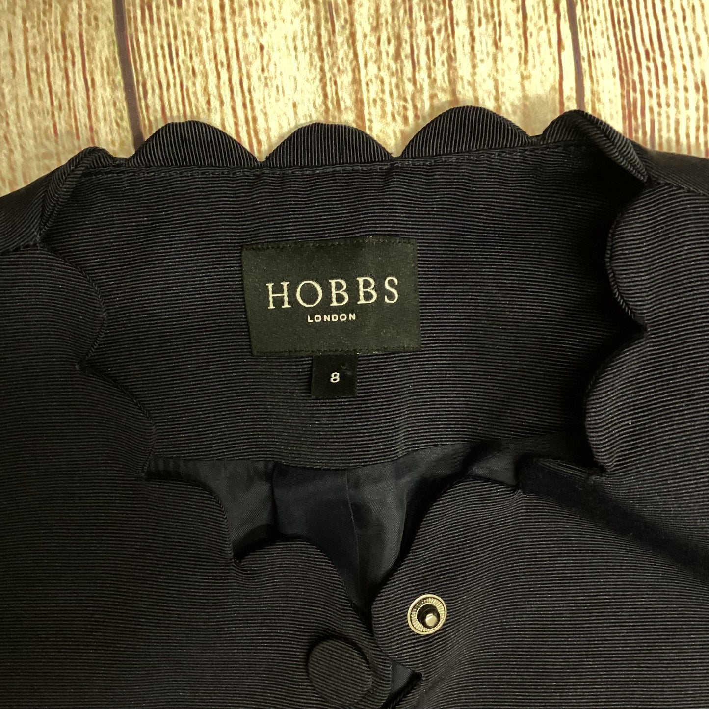 Hobbs Navy Blue Scalloped Short Jacket Size 8