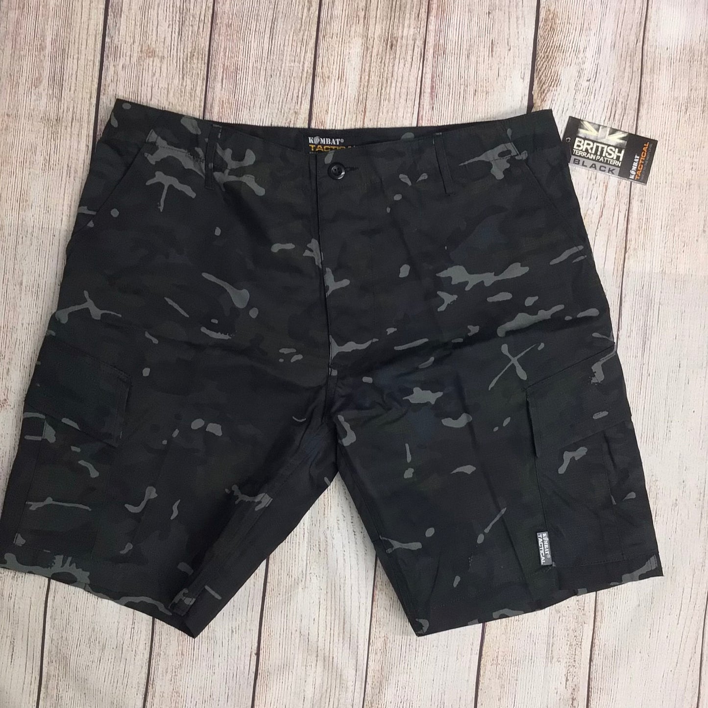 BNWT Kombat Tactical ACU Black Camo Shorts Size L