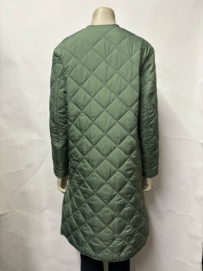 ARKET Green Quilted Long Line Over Coat XS