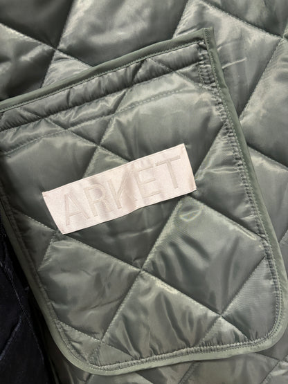 ARKET Green Quilted Long Line Over Coat XS