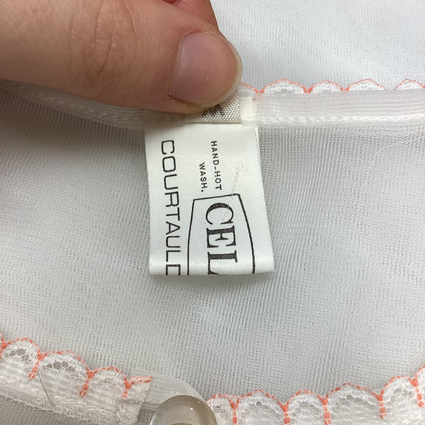 Celon Sleeveless White & Orange Embroidered Nightdress