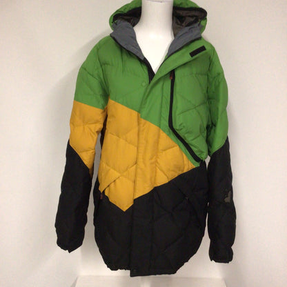 Quiksilver Candide Green, Yellow, Black 80% Down Ski Jacket Size L