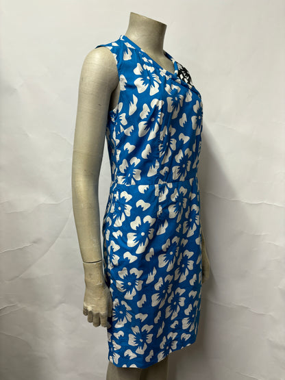 Vivienne Tam Blue Cotton Hawaiian Flower Dress XS