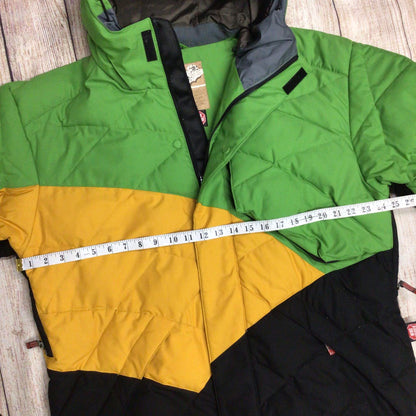 Quiksilver Candide Green, Yellow, Black 80% Down Ski Jacket Size L