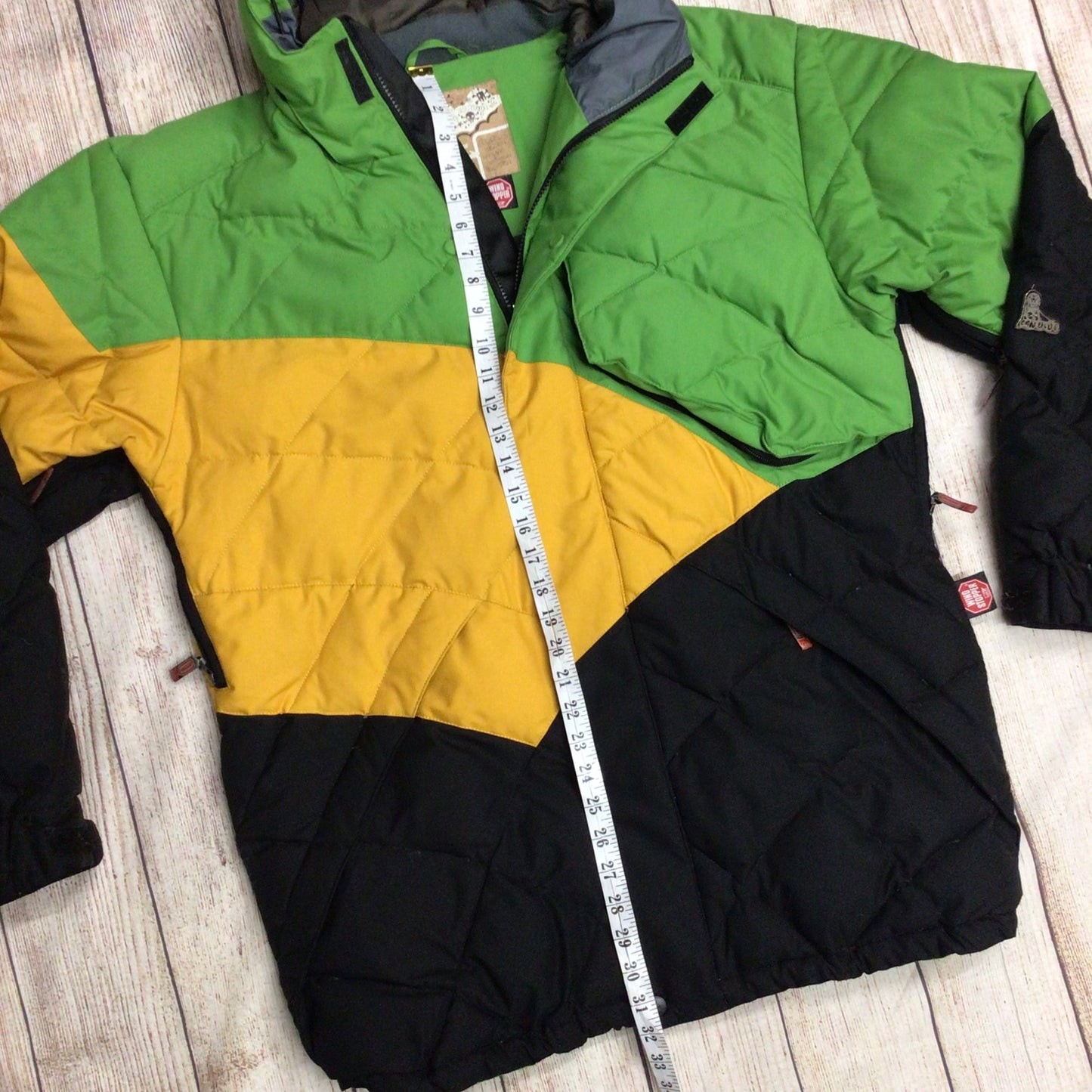 Quiksilver Candide Green, Yellow, Black 80% Down Ski Jacket Size L