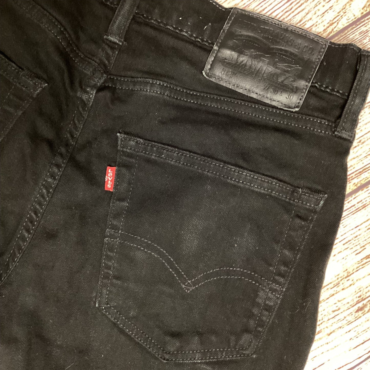 Levi’s Black 512 Slim Fit Cotton Jeans Size W30 L30