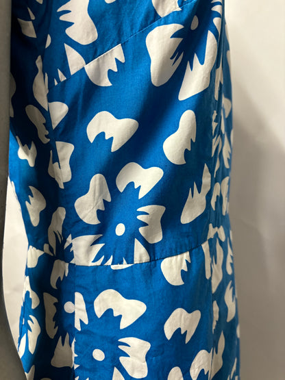 Vivienne Tam Blue Cotton Hawaiian Flower Dress XS
