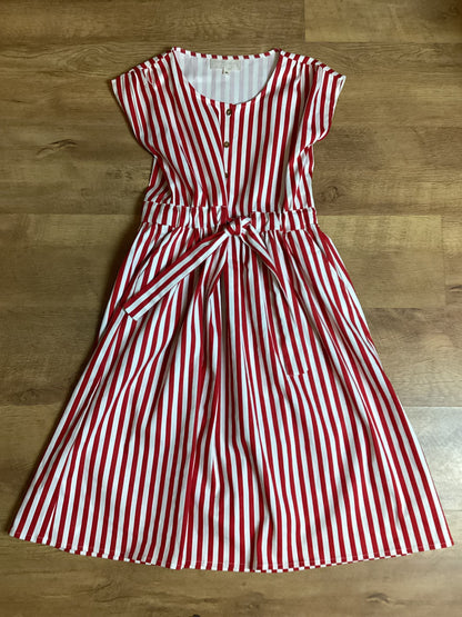 Quintessence Red and White Stripe Dress with Pockets Size M