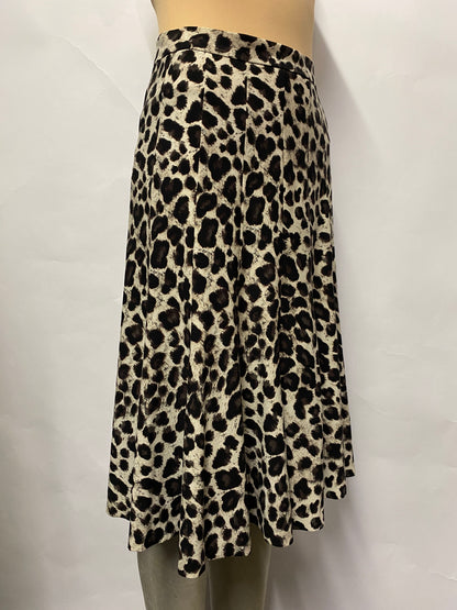 IRIE WASH Cream Leopard Print Midi Skirt Medium