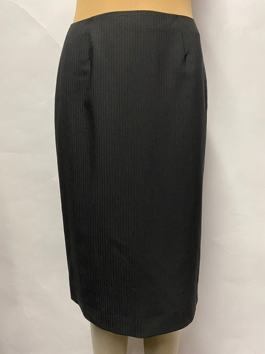 Emporio Armani Black Pinstripe Wool Skirt IT 40