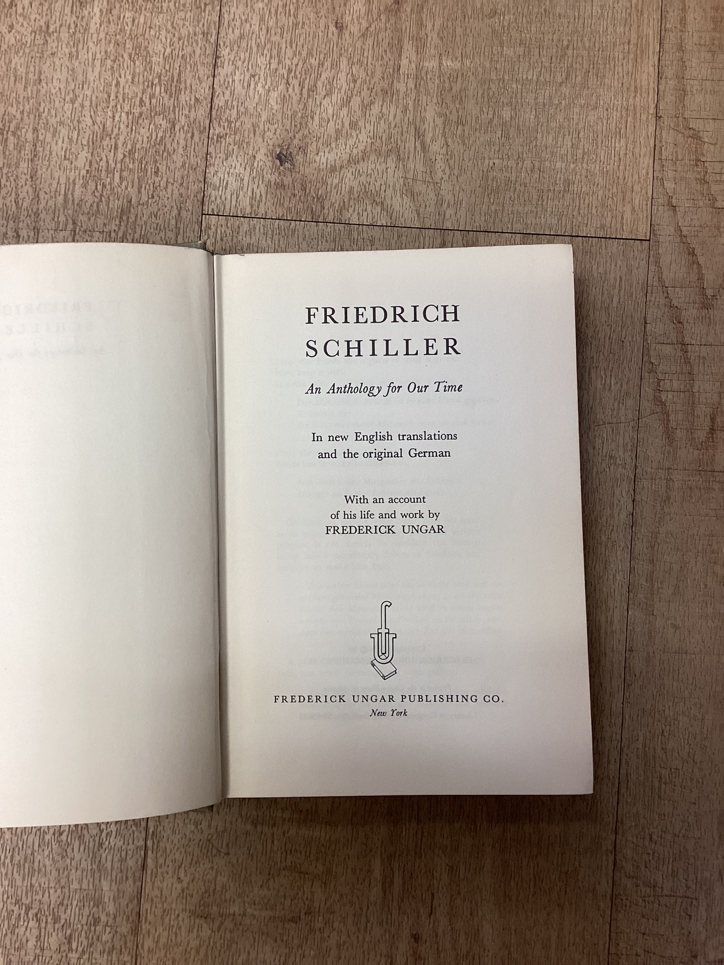 An Anthology for Our Time, Friedrich Schiller, Hardback 1959