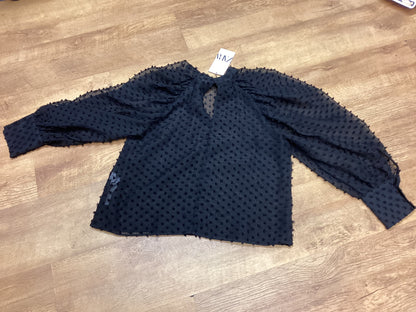 BNWT Zara Black Polka Dot Puff Sleeve Blouse RRP £22 Size L