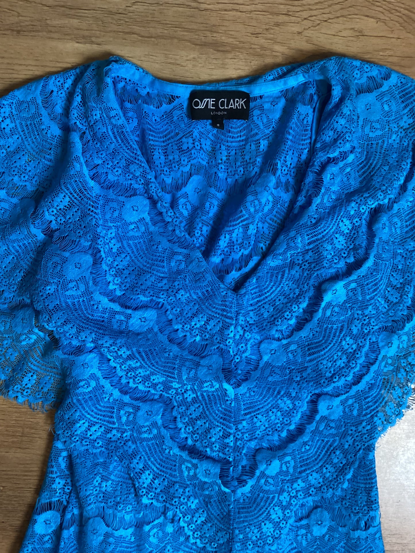 Ossie Clark Blue Lace Dress Size 8