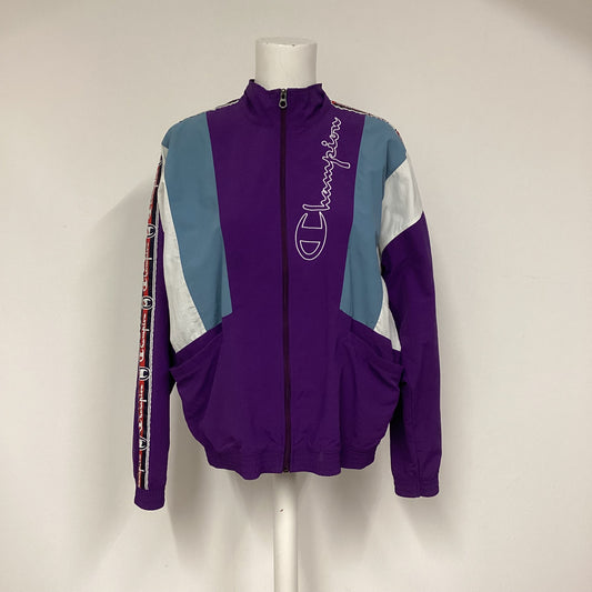 Champion Purple White Vintage Sports Zip Up Tracksuit Jacket Size S