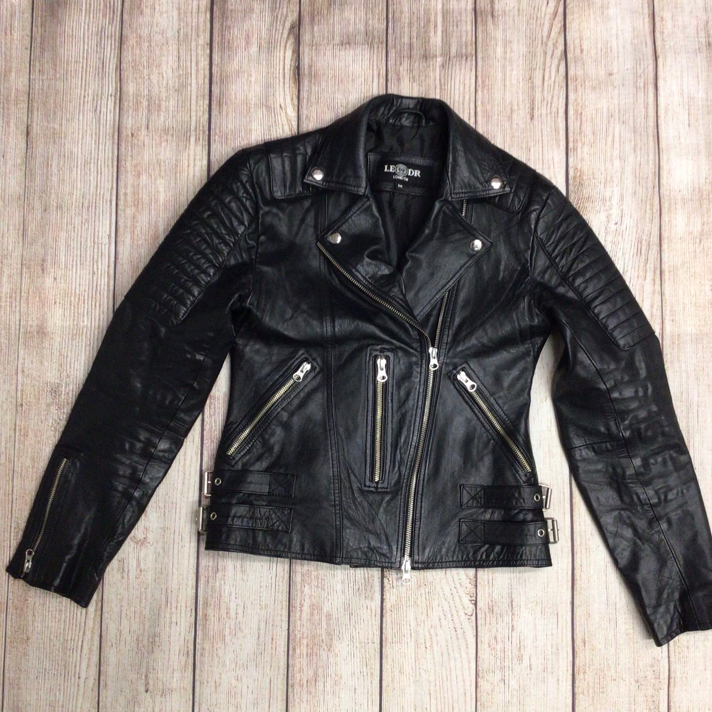 Ledr London Black Leather Jacket w/Silk Lining Size M