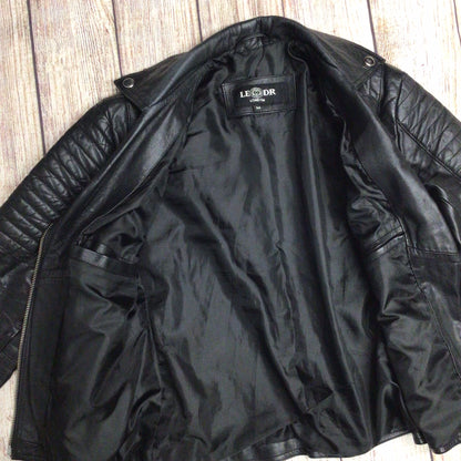 Ledr London Black Leather Jacket w/Silk Lining Size M