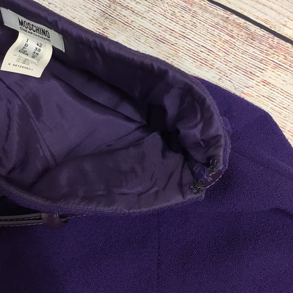 Moschino Purple Skirt w/Belt 85% Wool Size 10