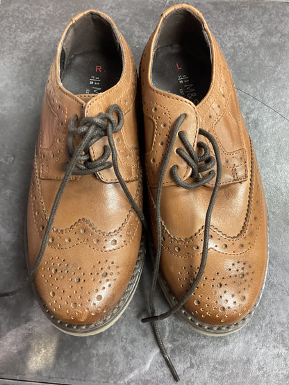 New M&S Brown Leather Brogue Shoes Size 11 Kids