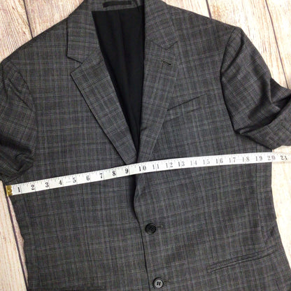 AllSaints Charcoal Grey Check Print Wool Blend Thin Blazer Jacket Size Ch40" (approx.)