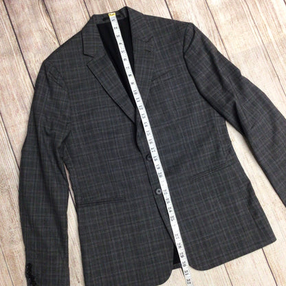 AllSaints Charcoal Grey Check Print Wool Blend Thin Blazer Jacket Size Ch40" (approx.)