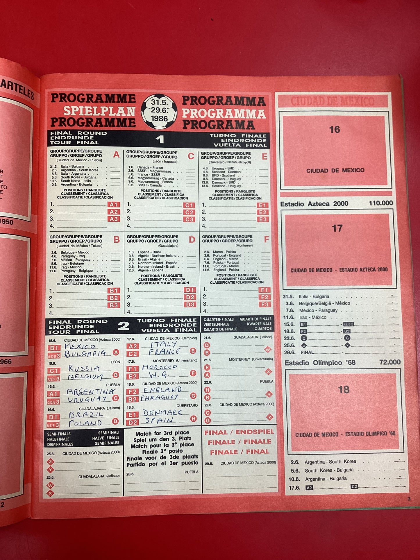 Mexico World Cup 1986 Panini Sticker Album EMPTY