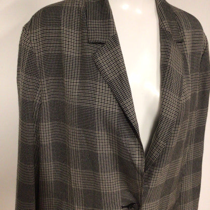 AllSaints Grey Check Thin Drape One Button Blazer Jacket Size 10