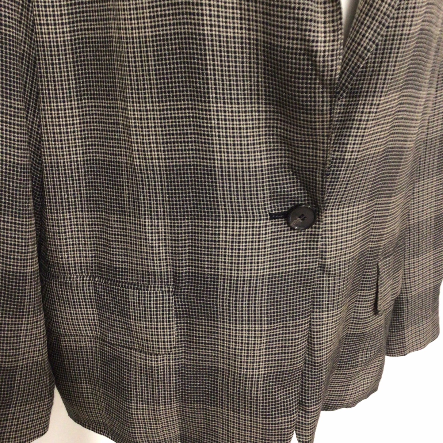 AllSaints Grey Check Thin Drape One Button Blazer Jacket Size 10