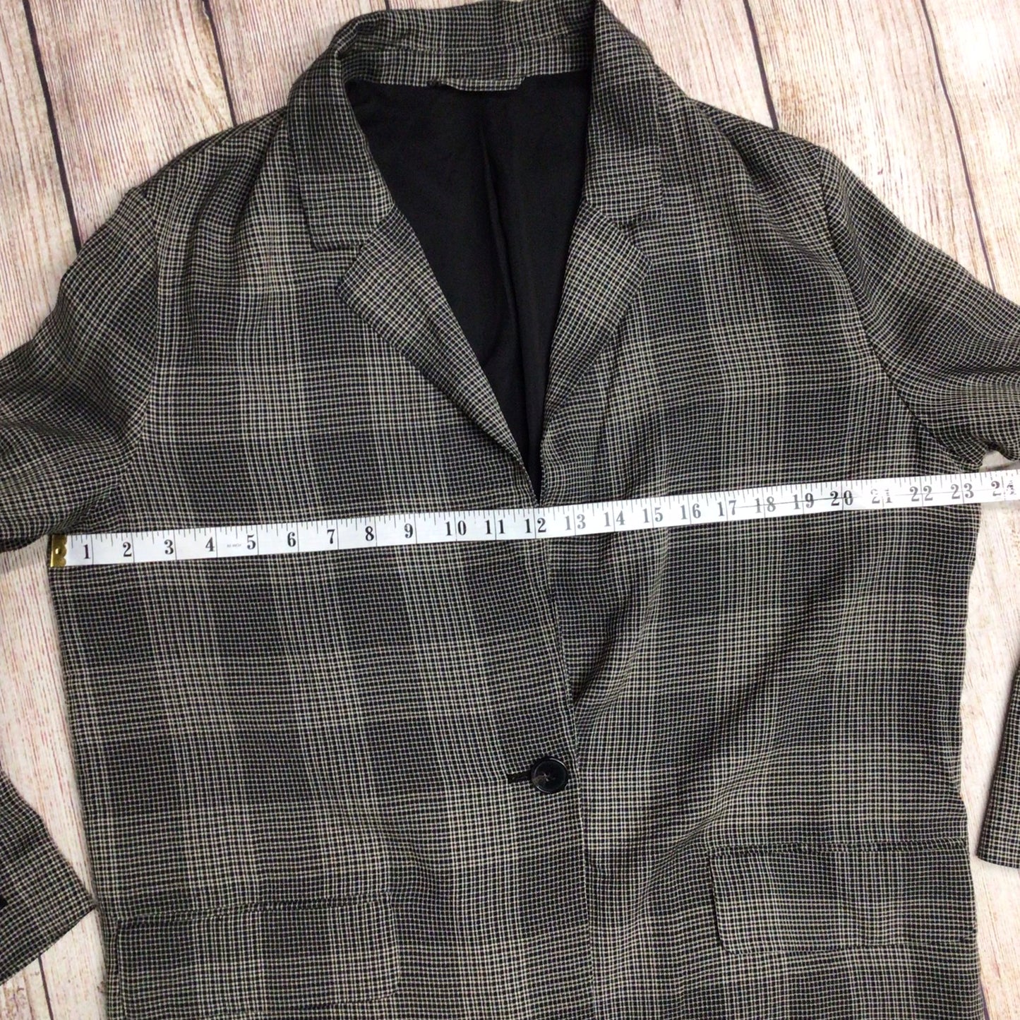 AllSaints Grey Check Thin Drape One Button Blazer Jacket Size 10