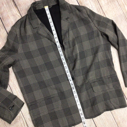 AllSaints Grey Check Thin Drape One Button Blazer Jacket Size 10